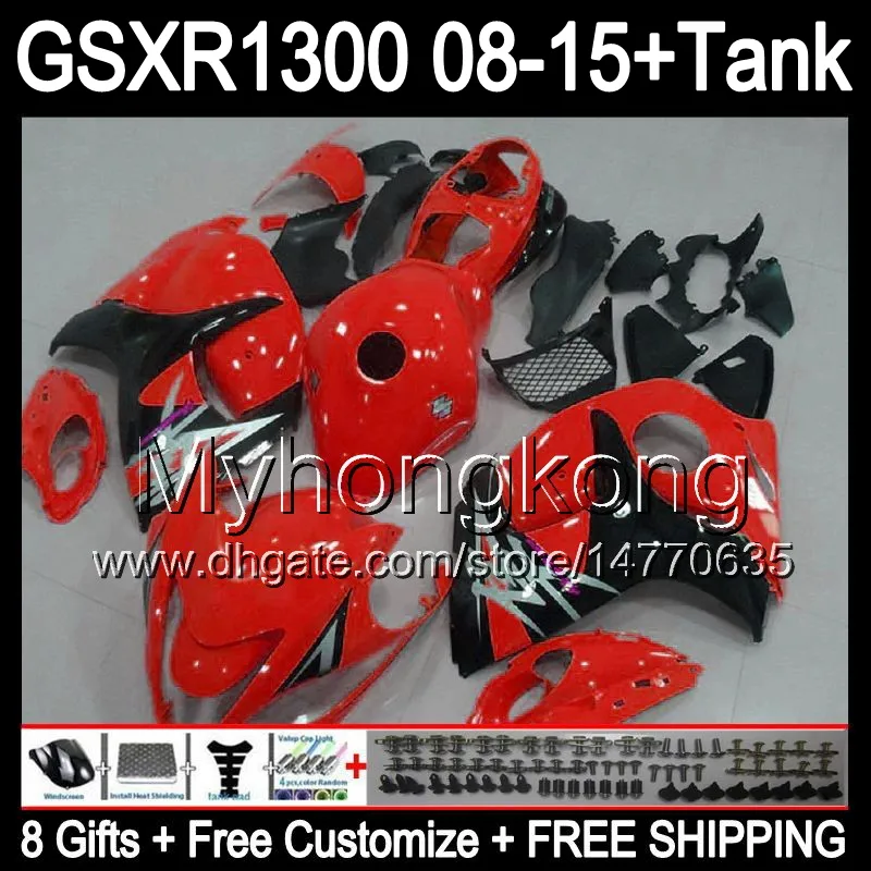 gloss red 8gifts Para SUZUKI Hayabusa GSXR1300 2008 2009 2010 2011 14MY96 GSXR-1300 GSX R1300 GSXR 1300 2012 2013 2014 2015 Preto vermelho Carenagem