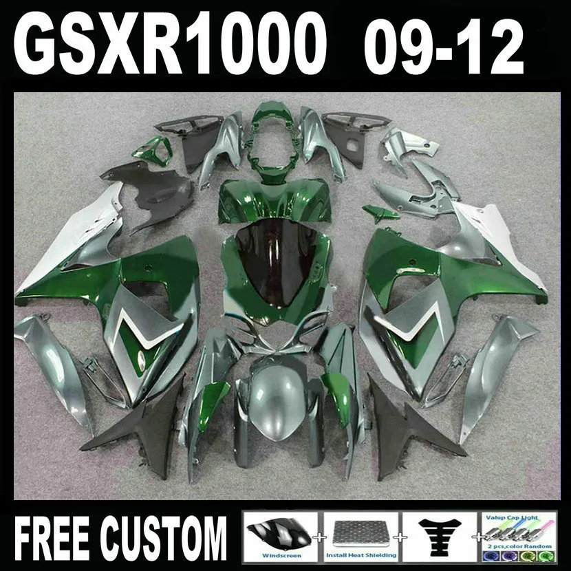 100% Spritzguss-Verkleidungskit für Suzuki GSXR1000 09 10 11 12 grün schwarz Verkleidungen Set GSXR 1000 2009-2012 IT26