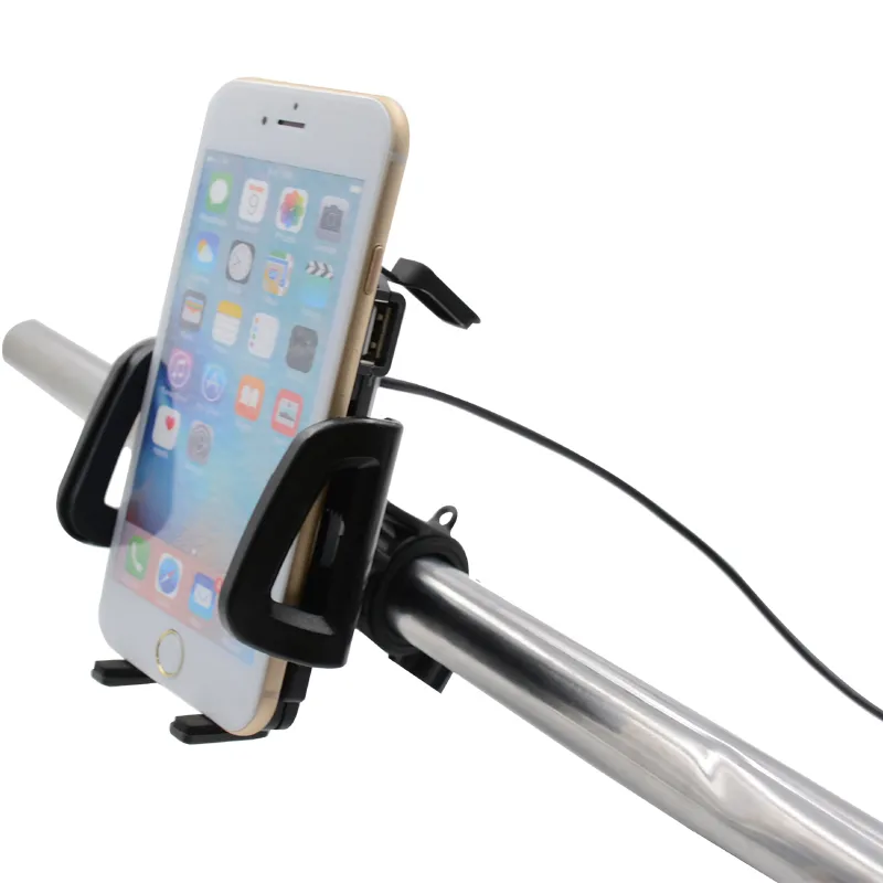 오토바이 오토바이 전화 홀더 클램프 스탠드 핸들 3.5 인치 휴대 전화 GPS USB 충전기와 휴대 전화 요람 마운트