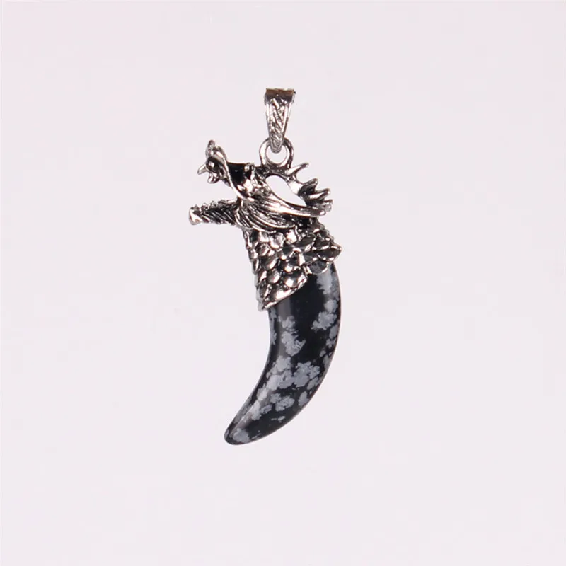 自然のルチル石英混合宝石石の爪の足の銀の彫刻された翡翠のドラゴンヘッドペンダントビーズあなた自身のジュエリーデザイン