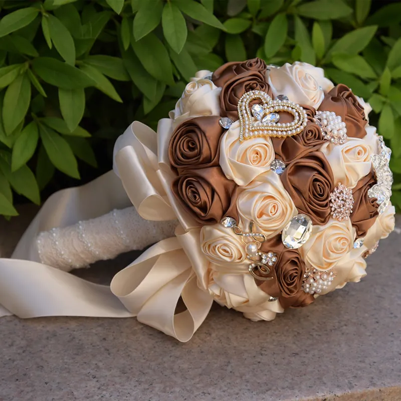 Custom Any Color Stunning Wedding Flowers White Bridesmaid Bridal Bouquets Artificial Rose Wedding Bouquet In Stock4443092