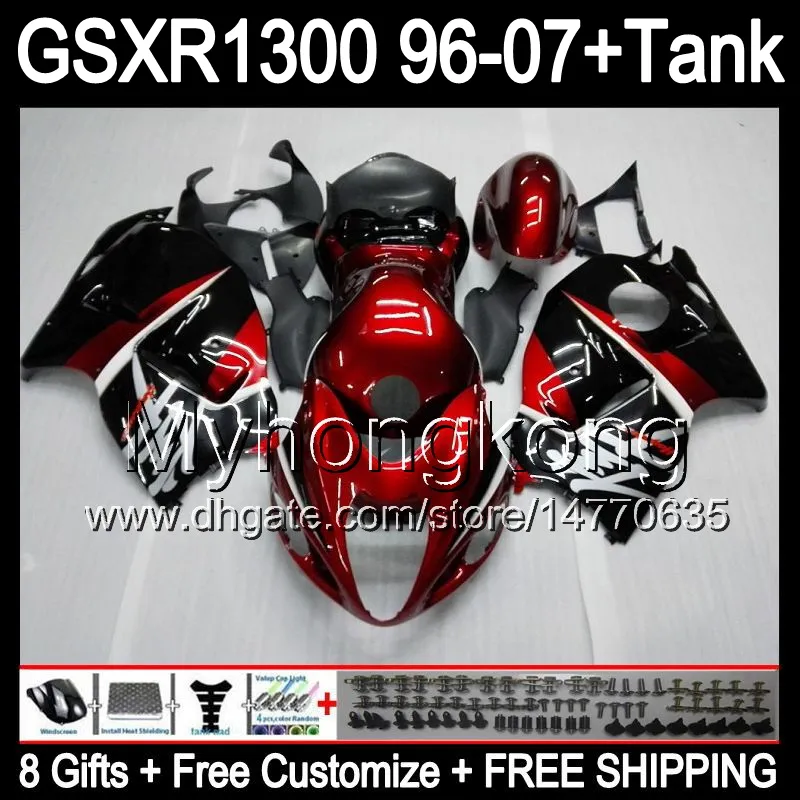 gloss red 8gift For SUZUKI Hayabusa GSXR1300 96 97 98 99 00 01 13MY21 GSXR 1300 GSX-R1300 GSX R1300 02 03 04 05 06 07 TOP red black Fairing