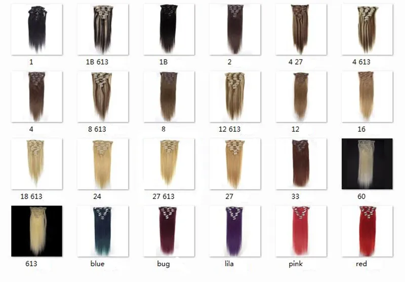 1622 inch 7 stuks stijlvolle rechte clip in indian human hair extensions 70g 80g 12 clip in haar lichtbruin haar1962539