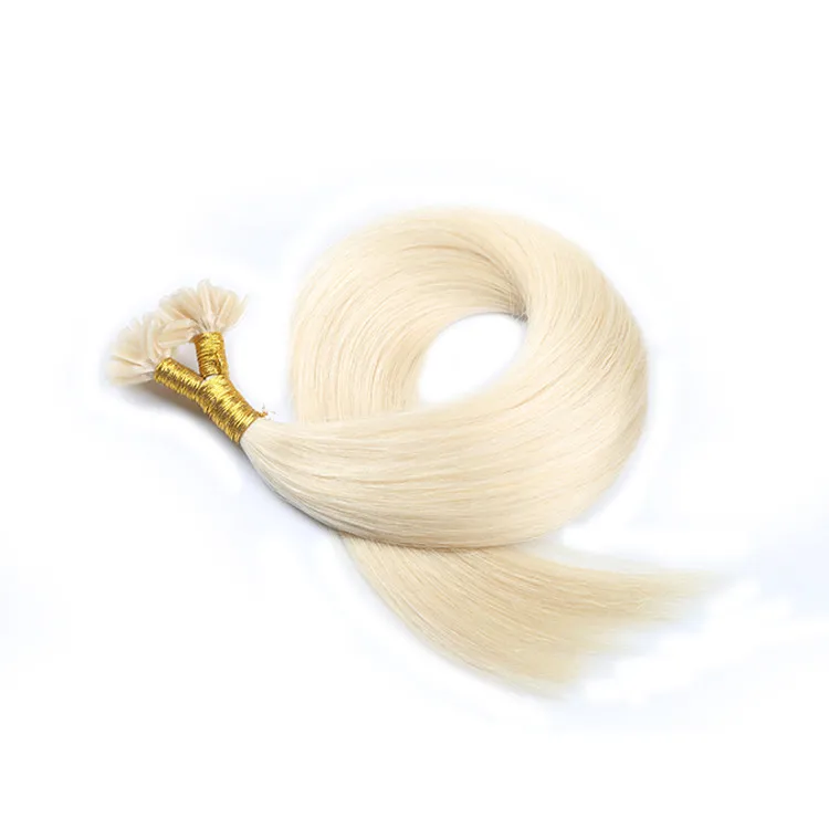 Partihandel Pure Indian Remy Virgin Human Hair U Tip/Nail Tips Hair #60 1G/Strand 100 StrandsPlatinum Blonde Hair