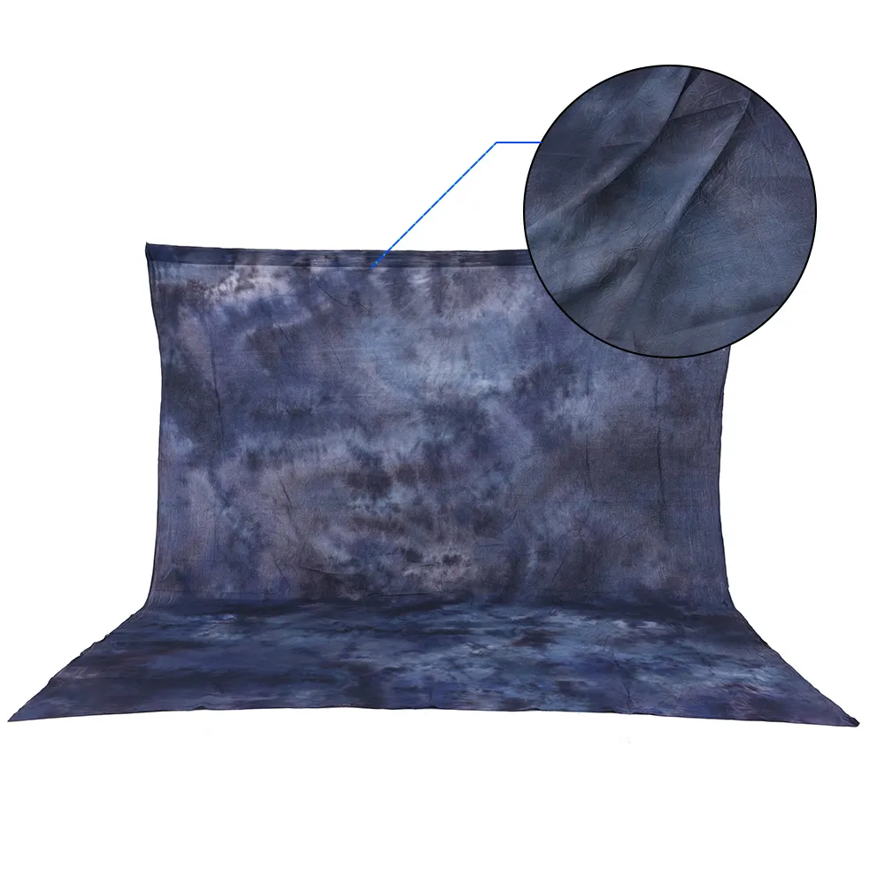Freeshipping 3 * 3,6 m 100% Czysta bawełniana muślina składana retro krawat - barwiony niebiesko-szary tło na fotografii studio fotografia portretowa