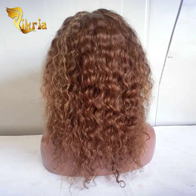 Peruvian Virgin Hair Full Lace Wig Malaysian Brazilian Human Hair Brown Color Deep Wave Lace Front Wigs Bleached Knots Fast Shippi7402207