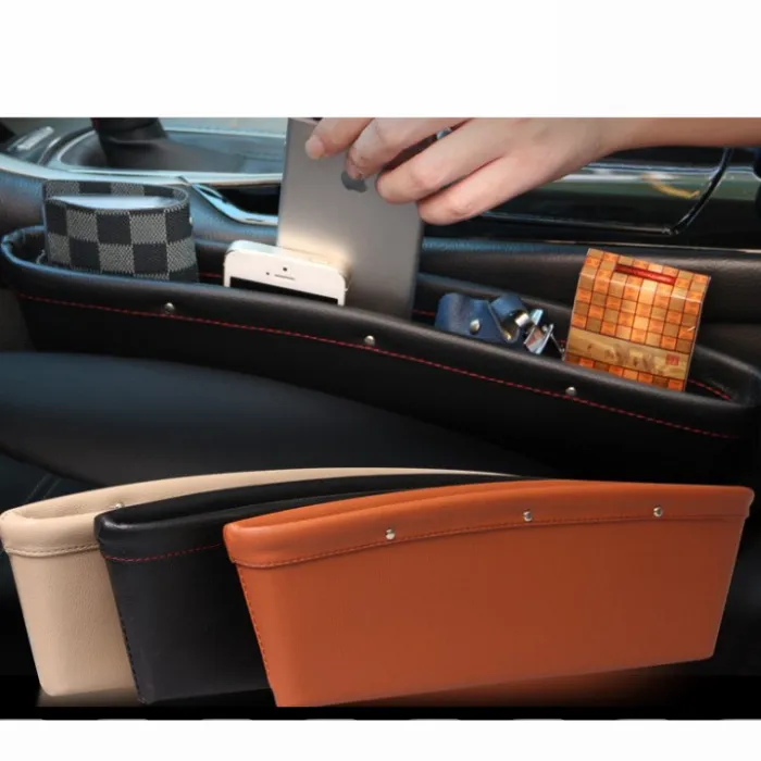 Nieuwe Kwaliteit Lederen Zetel Auto Organizers Side Crack Catcher Opbergdoos Autostoel Slit Pocket Zwart Beige Brown214b