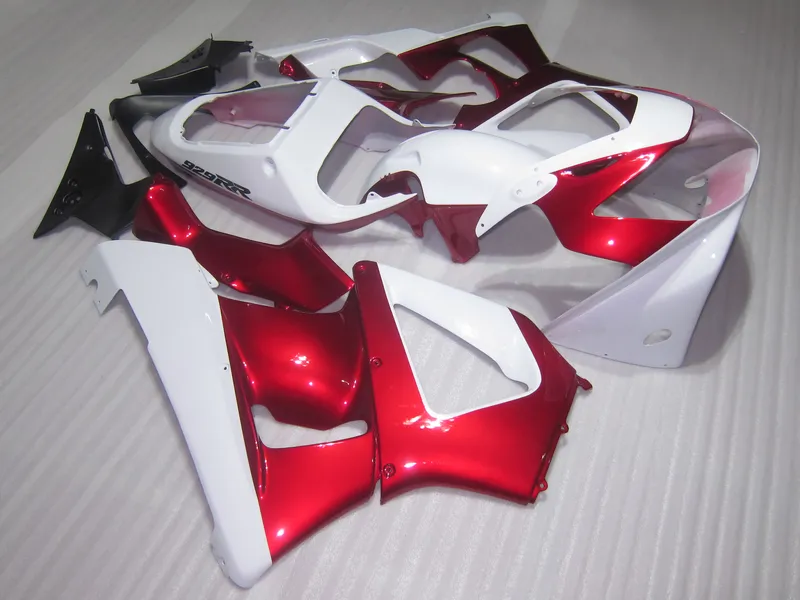 Injektionsgjutning Hot Sale Fairing Kit för Honda CBR900RR 00 01 Vin Röda Vit Fairings Set CBR929RR 2000 2001 OT09