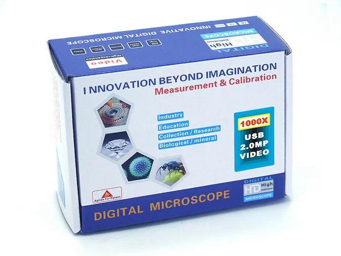 Atacado-1000x Microscópio Digital USB + suporte novo, Endoscópio de 8 LEDs com Microscópio USB de Software de Medição