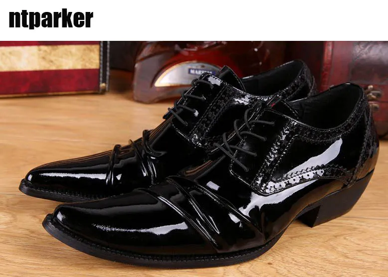 Japanese Fashion man's shoes Business leather shoes suit man's leather shoes Handsome Black business Footwear Zapatos Hombre, EU38-46