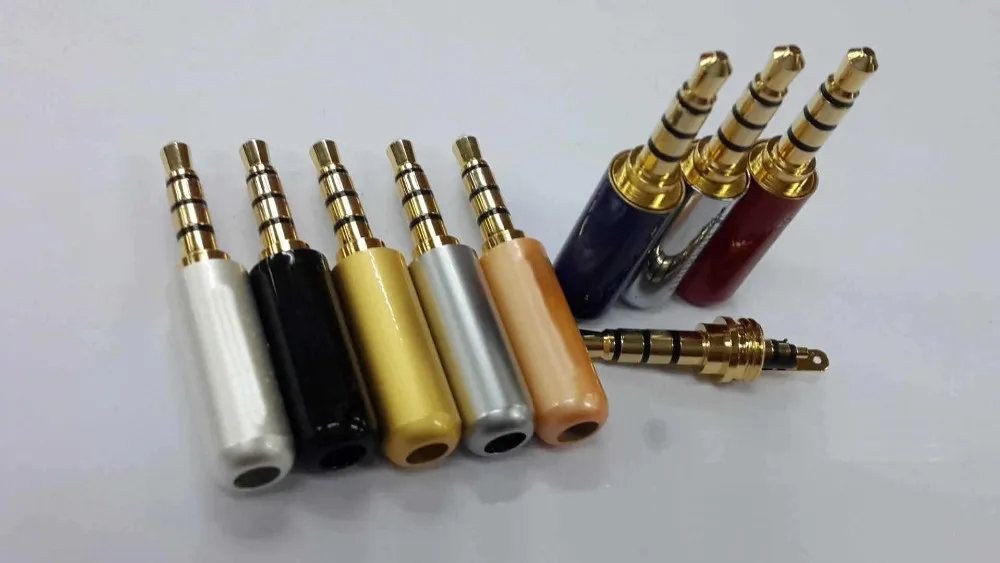 50PCS 3.5 mm Plug Audio Jack 4 Pole Gold Plated Earphone Adapter for DIY Stereo Headset Earphone or Used for Repair Earphone