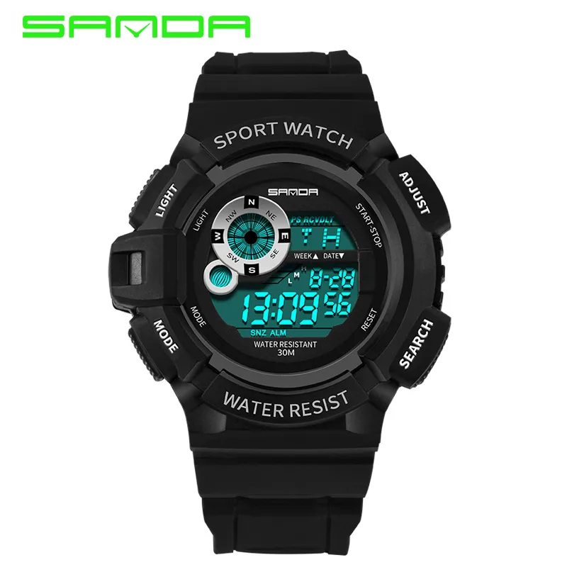 2017 nova moda sanda marca digital sport watch à prova d 'água anti-choque dos homens de luxo led digital militar chrono relogio masculino