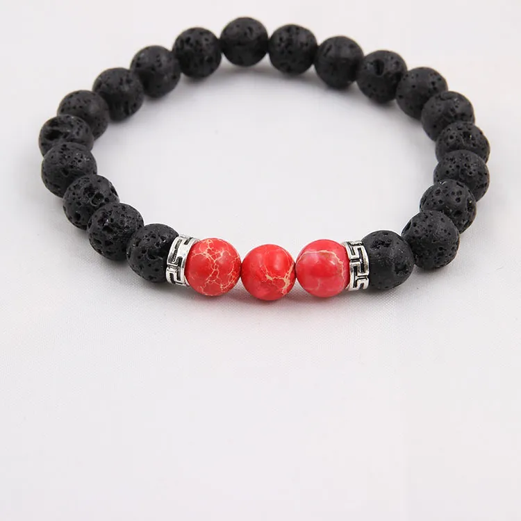 Natural Black Lava Stone Bracelets Chakra Healing Balance Beads Bracelet for Men Women Stretch Yoga Jewelry