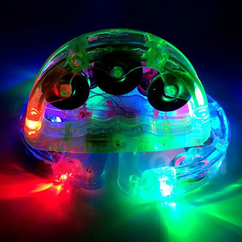 LED lampeggiante Tambourine Rattle Bell Bell Bambini accendi il giocattolo luminoso KTV Bar Decorazione Decorazione Glow Luci LED Forniture feste