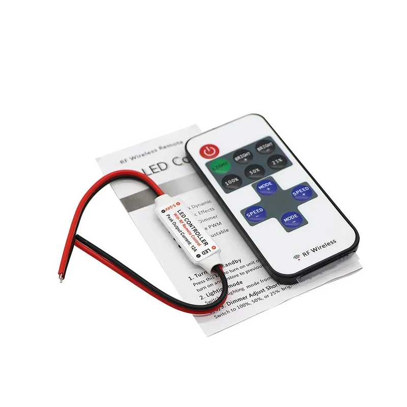 Dimmer For LED Strip Lights: DC 12 24V RF LED Controller With Remote, 8 ...