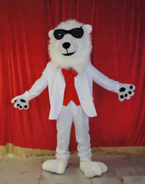 Högkvalitativa riktiga bilder Deluxe White Lion Mascot Kostym Anime Kostymer Reklam Maskotte Vuxen Storlek Fabriks Direkt Gratis frakt