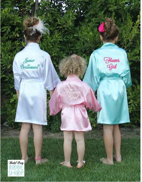 Fashion Kids Flower Girl Wedding Party Robes Satin NightGown