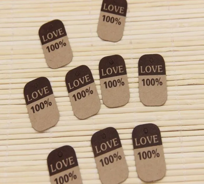 100% amor etiqueta de papel Kraft colgar tarjeta de papel nota regalo para DIY boda cumpleaños baby shower fiesta caja de dulces decoración evento artesanía