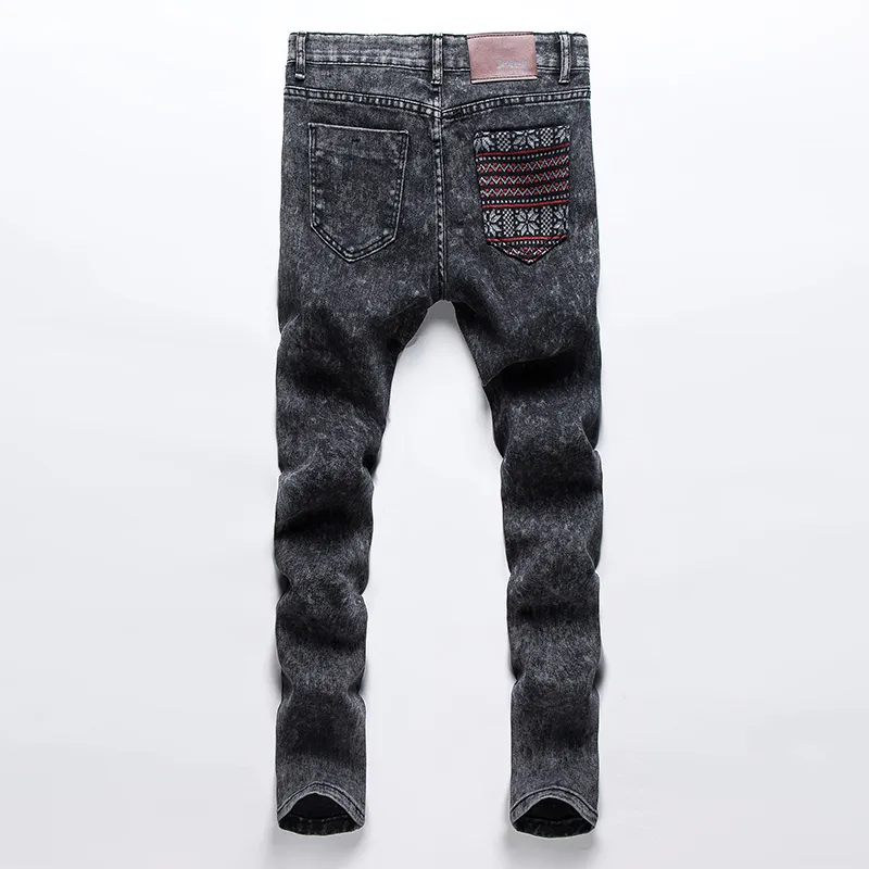 Grossist-skinny jeans män slim fitness solid casual fötter harem stil denim pant 2016 mode hip hop män grå elastiska långa byxor z5