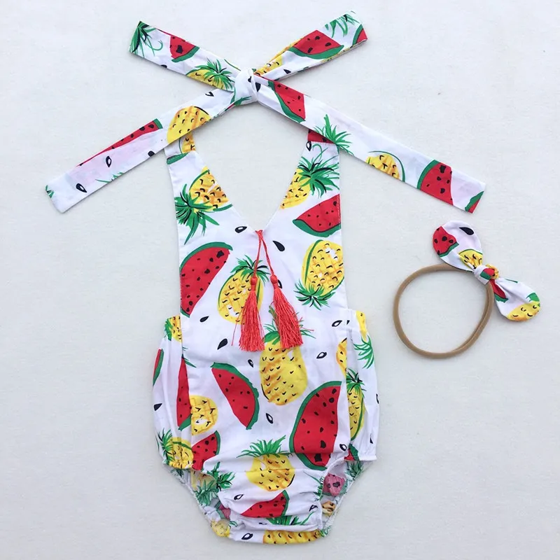 New Style Summer Baby Clothes Girls Flower Rompers Jumpsuit Kids Clothing with Headband Outfits Baby Girls Clothes Children Clothing