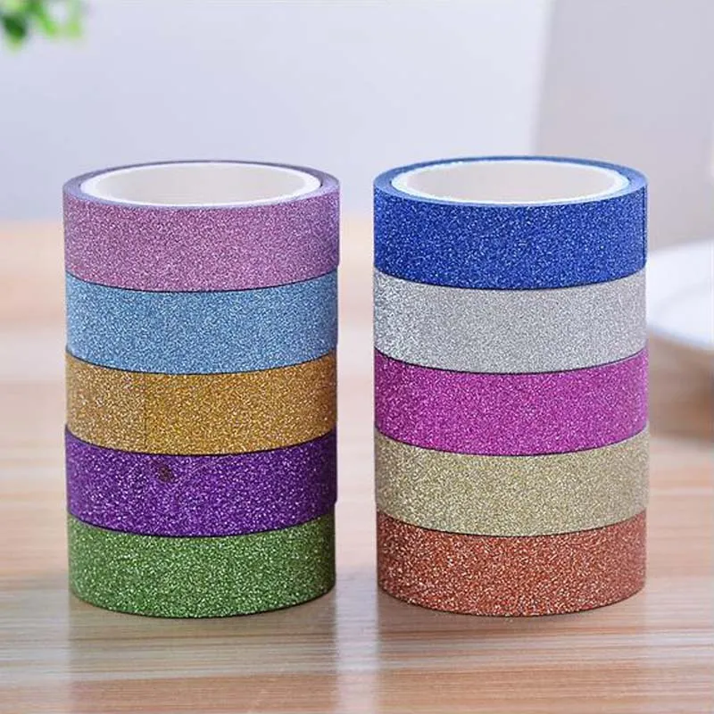 2018 new 5M DIY Self-adhesive Glitter Paper Tape Sticker Wedding Birthday Festival Decoration Home Decor free shipping