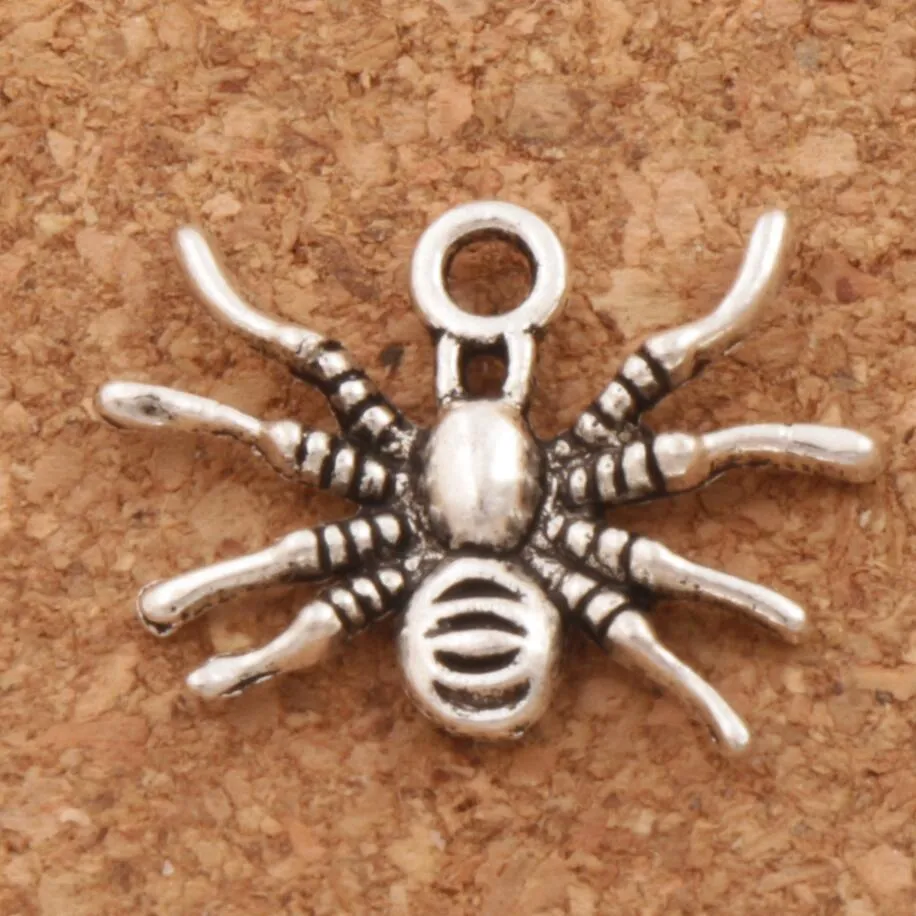 Czołganie 3D Spider Insect Charm Koraliki 200 sztuk / partia 19.3x15mm Antique Silver Wisiorki Moda Biżuteria DIY Fit Bransoletki Naszyjnik Kolczyki L037