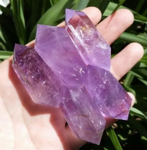 5 pièces violet pierre gemme point naturel améthyste cristal quartz petite double baguette pointue pour la guérison des cadeaux
