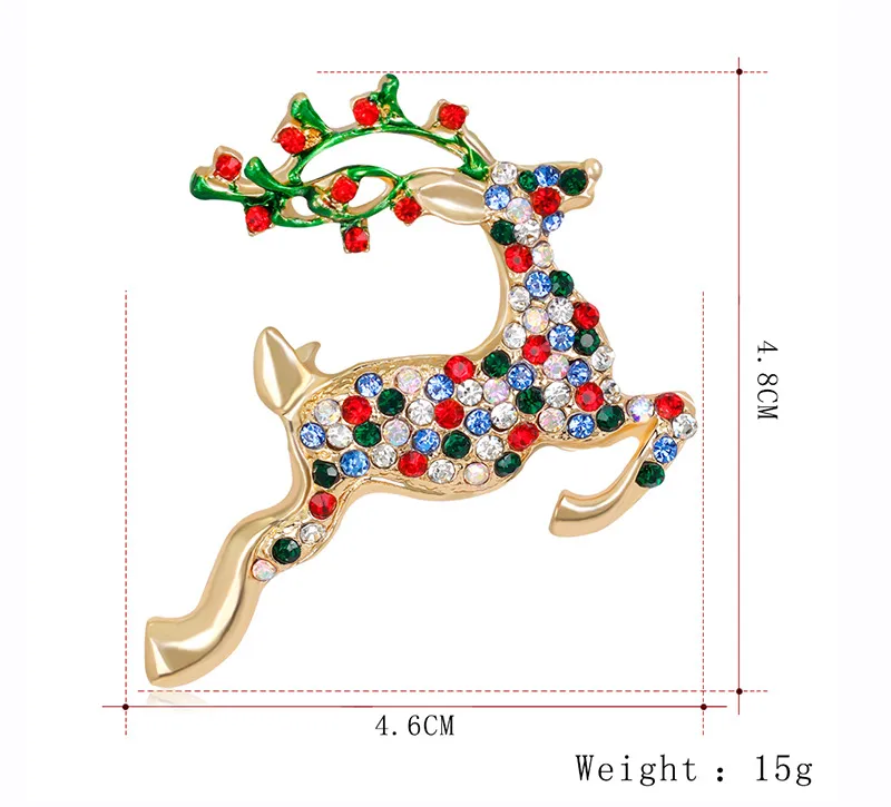 Noël Or Broches Broche Père Noël Cerf Arbre De Noël Chaussette Petit Haut-Parleur Bonhomme De Neige Mélange Cristal Qualité Broche Bijoux pour Enfants Femmes