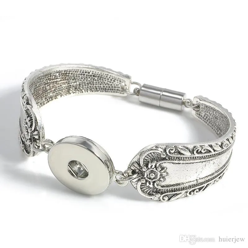 Bracelet Manchette à Bouton Pression Métal Argenté - Neuf Avec étiquettes