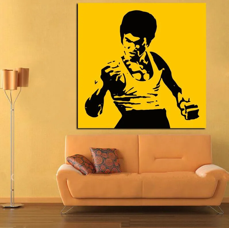 Pop Art Famoso Bruce Lee Pittura a olio su tela Kungfu Star Immagine della parete Cuadros Divano moderno soggiorno Decor9786580