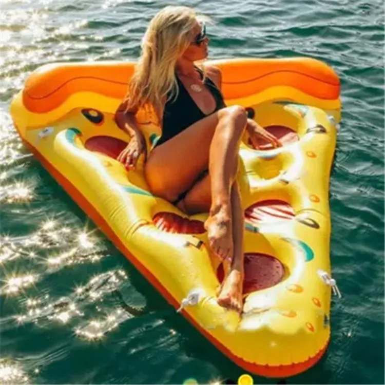 Sommarvattenssport Uppblåsbar flytande rör golvet Uppblåsbar simning float luftmadrass Simpool strand gård pizza mönster dhl/fedex