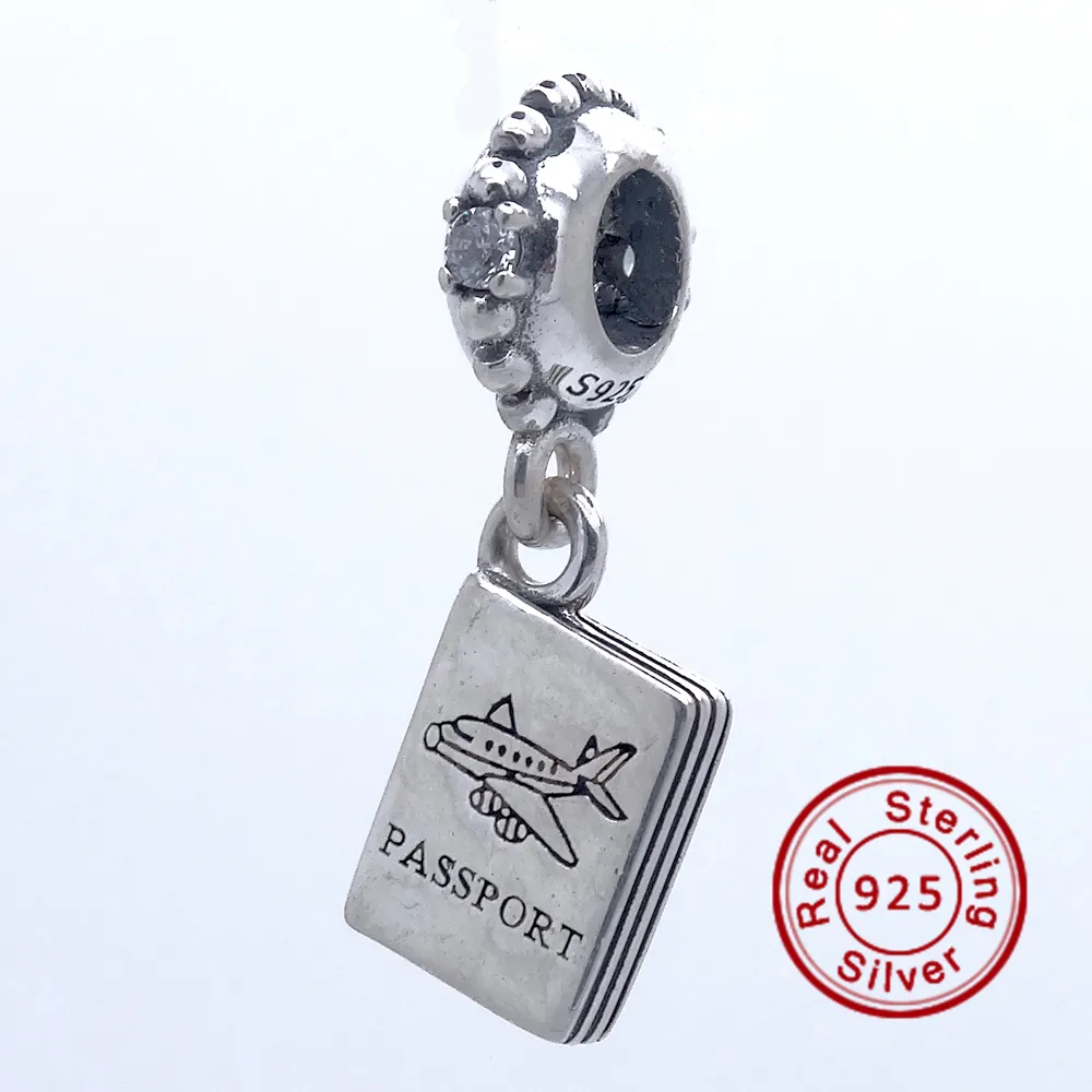 Dangle passet äventyr väntar med klart CZ 100% 925 sterling silver pärlor passar pandora charms armband autentiska diy mode smycken