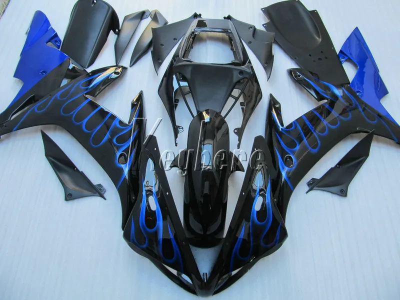 Kit carenatura in plastica ABS per Yamaha YZF R1 02 03 carenature carrozzeria blu fiamme nere set YZF R1 2002 2003 OI30