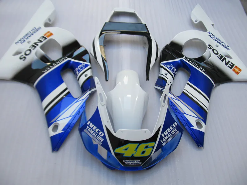 Eftermarknad Moto Parts Fairing Kit för Yamaha YZF R6 98 99 00 01 02 Vitblå Fairings Set YZFR6 1998-2002 OT10