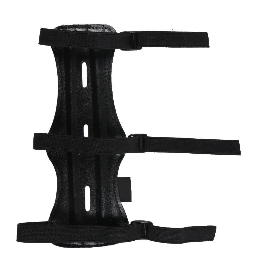 Garantido 100% PU Couro Preto 22 cm Archery Arm Guard 3 Ajustável Strap Arm Protection com 3 Varas Arco e Flecha Acessórios