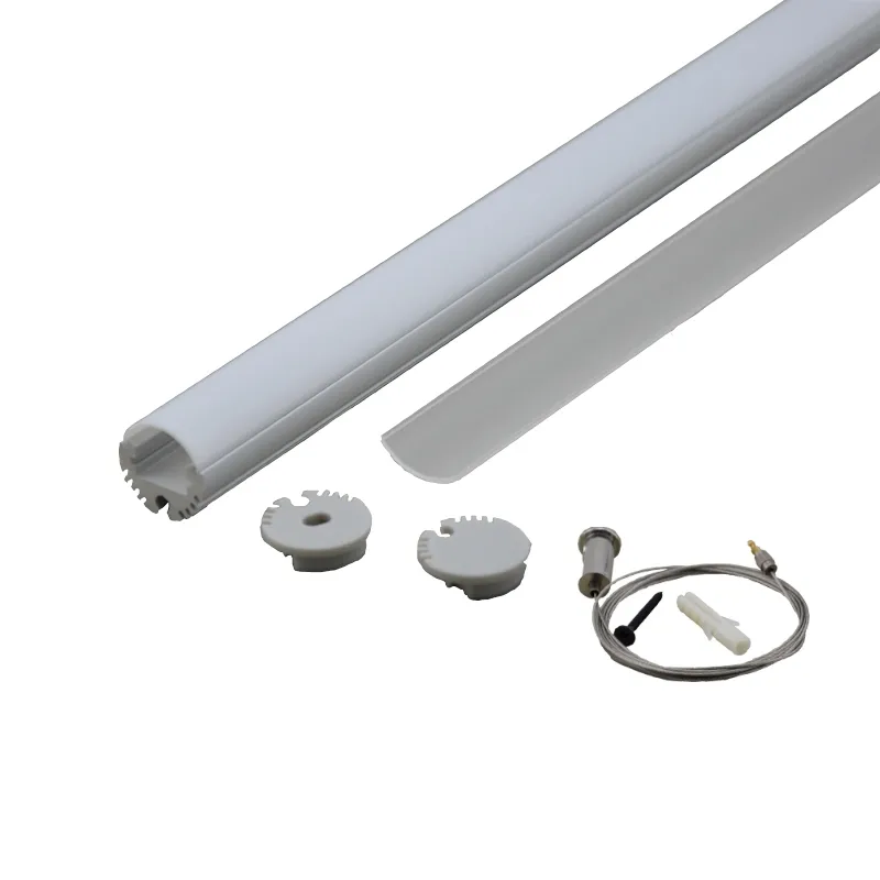 10 x 1m Sets / partij Round Type Aluminium profielen voor LED-verlichting en Al6063 T6 LED-aluminium profiel voor plafond of hanglampen
