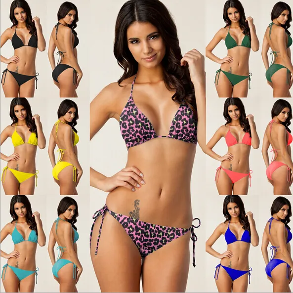 Nova marca Venda Quente Multi Cor Nylon Estilo Brasileiro Sexy Bikini Halter Estilo Meninas Swimwear 7 Cores Para Escolher Frete Grátis