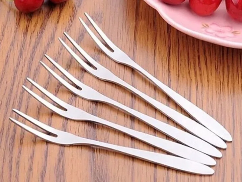 / 빠른 배송 스테인레스 스틸 Flatware 과일 포크 전채 스낵 디저트 포크 부엌 파티 과일 선택 가제트