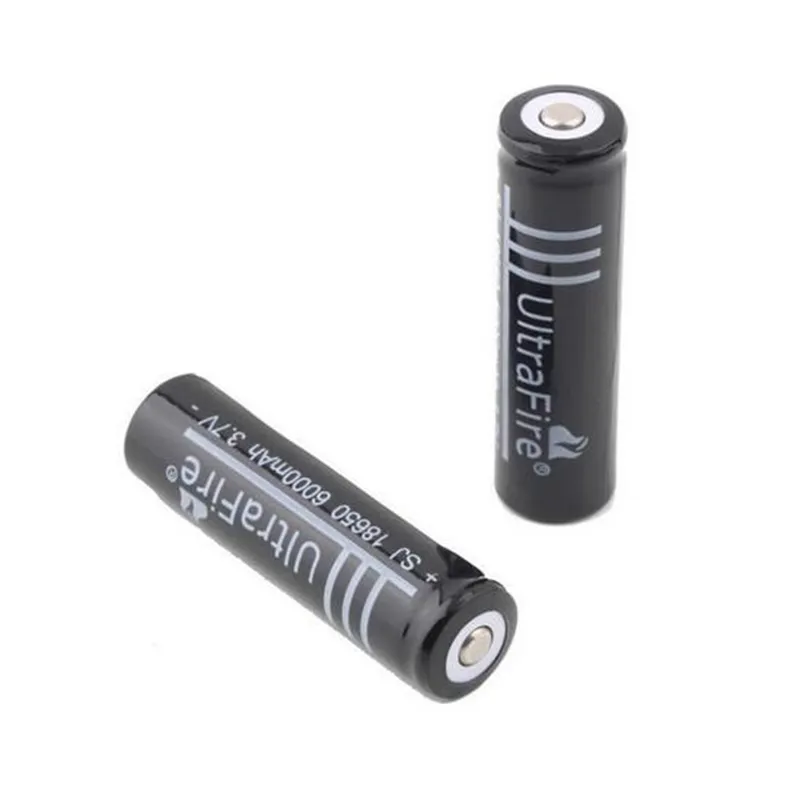 Siyah UltraFire 18650 Yüksek Kapasiteli 6000 mah 3.7 V LED El Feneri Dijital Kamera Için Li-Ion Şarj Edilebilir Pil Lityum Piller Şarj Cihazı