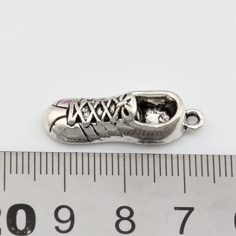 Hot Sales ! Antique Silver Zinc Alloy Trainer Running Sport Shoe Charms Pendants 9.5x27.5mm DIY Jewelry A-054