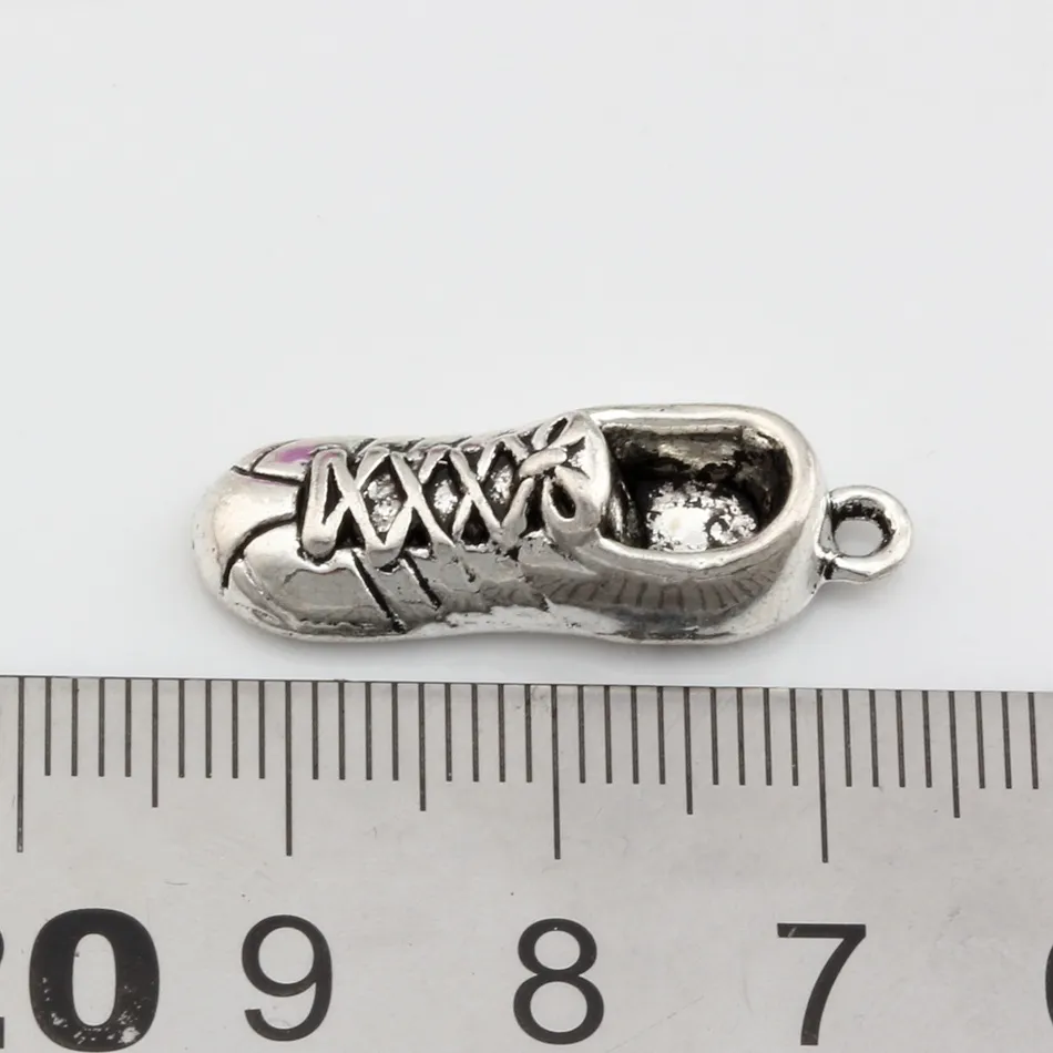 Varmförsäljning! 100st Antik Silver Zink Alloy Trainer Running Sport Sko Charms Pendants 9.5x27.5mm DIY Smycken A-054