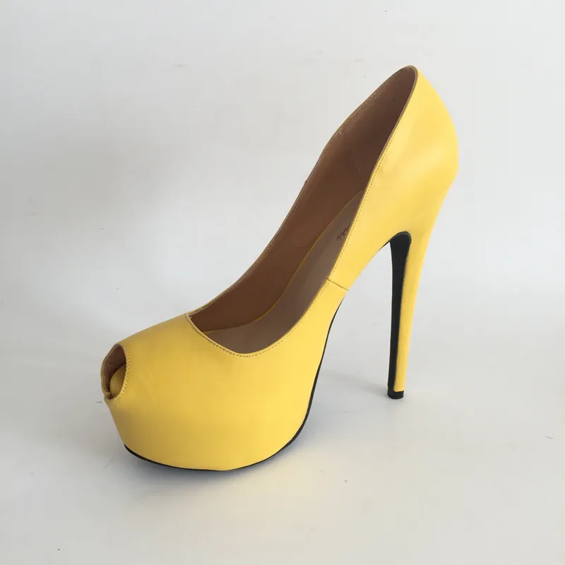 Chaussures de mariage en PU souple jaune, escarpins à talons hauts, plateforme à enfiler, accessoires de mariée, pompes à talons aiguilles, couleurs personnalisées, taille US4-15