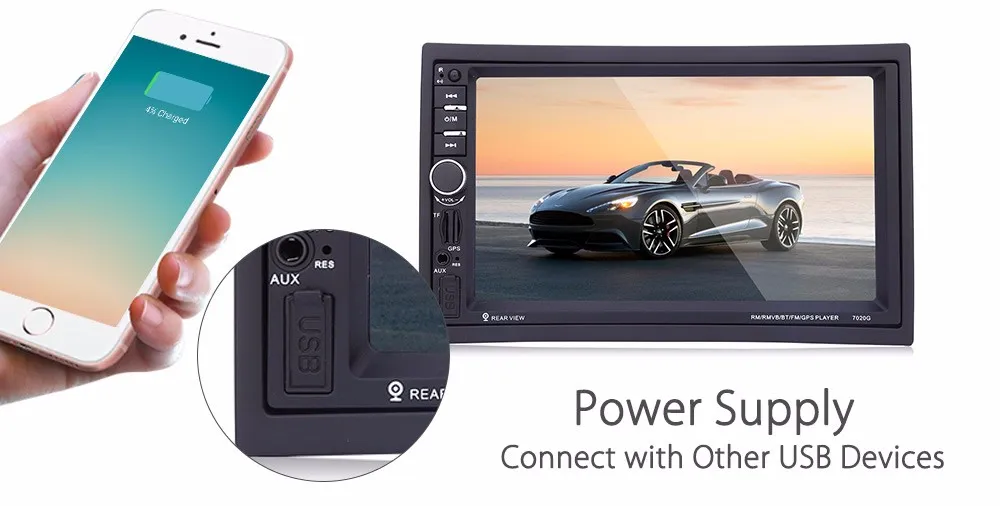 New Arrival Car Odtwarzacz DVD 7 cali 2 DIN 7020G Radio samochodowe MP5 Player 1080P Bluetooth z nawigacją GPS Ekran dotykowy + pilot