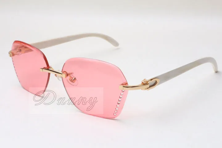 Manufacturers selling trimming diamond sunglasses 8200728 high-quality fashion sunglasses white angle glasses Size: 58-18-140 mm