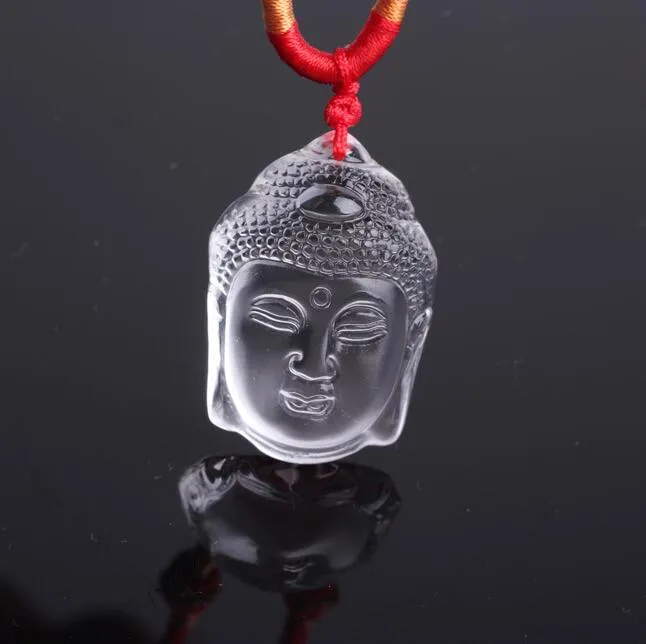 2017 hot sales Delicate Carved genuine natural white crystal Buddha head pendant + Free of charge necklace 