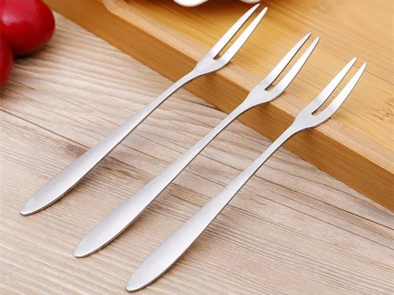 / 빠른 배송 스테인레스 스틸 Flatware 과일 포크 전채 스낵 디저트 포크 부엌 파티 과일 선택 가제트