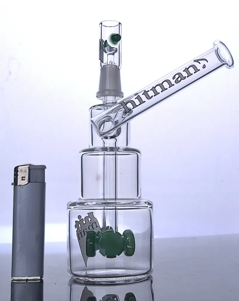 Color gear Hitman Water Glass Bongs Cake Smoking Pipes Dab Rigs Water Pipes with tire perc 14 mm male joint 8 inches