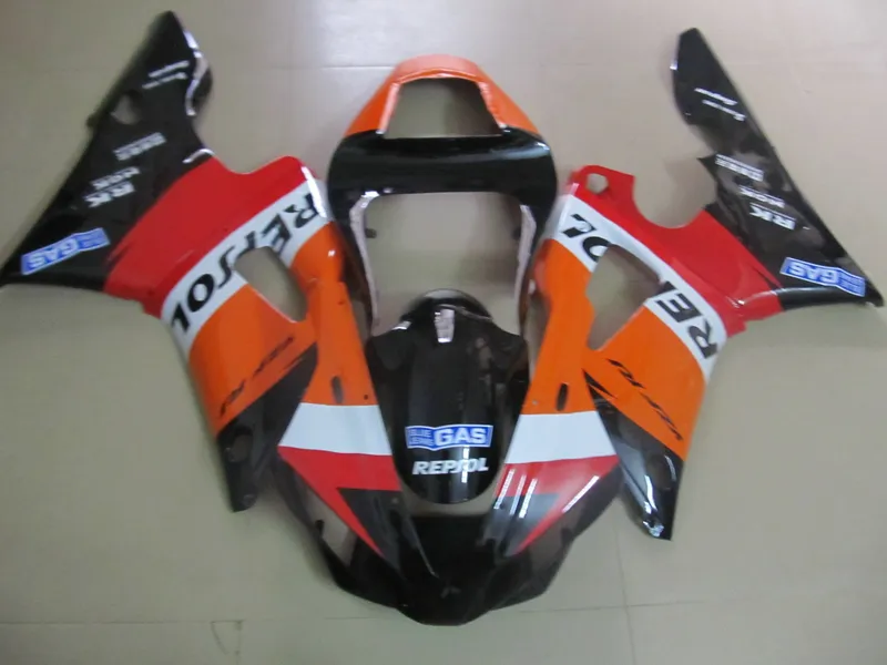 Top Selling Fairing Kit för Yamaha YZF R1 2000 2001 Orange Svart Fairings Set YZFR1 00 01 OT26