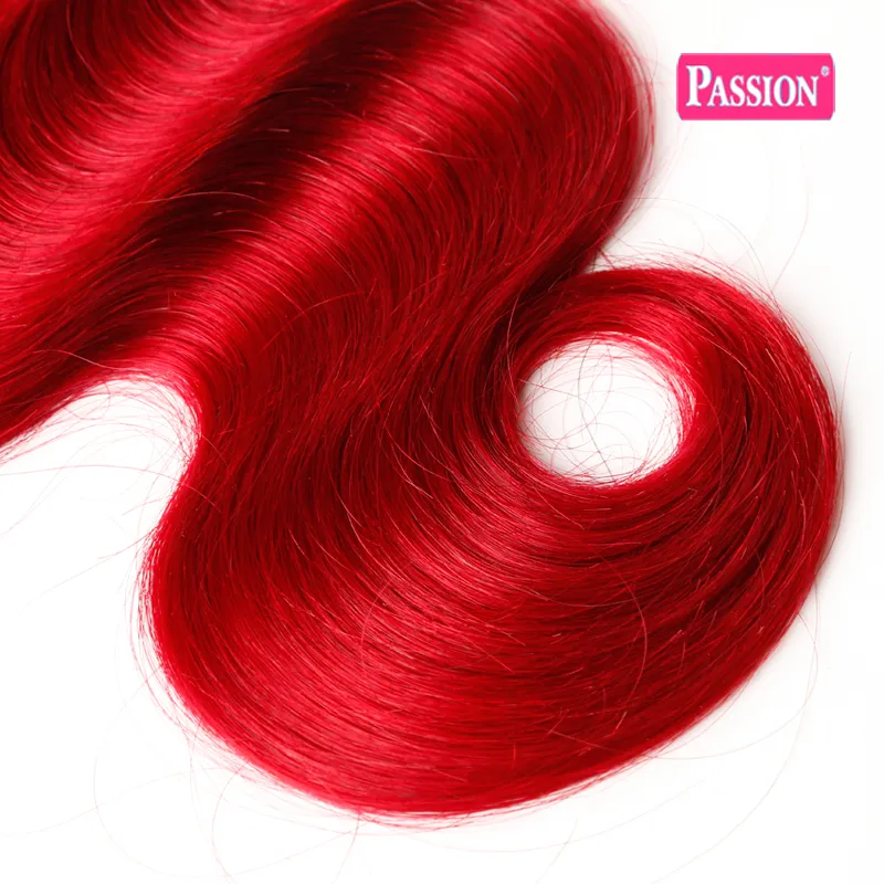 Color Brasileño Rojo Ombre Cabello humano 3 paquetes Dos tonos 1b / Rojo Brasileño Onda del cuerpo Remy Extensiones de tejido de cabello humano