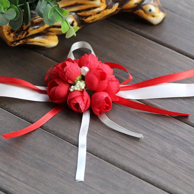 Hochwertige künstliche Handgelenksblume, 5 Farben, Schwesterblumen, Hochzeitsdekorationen, Hochzeitsblumen, Ansteckblume für Brautjungfern